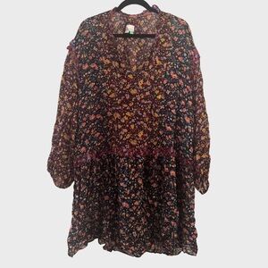 Anthropologie Floral Long-Sleeve Dress